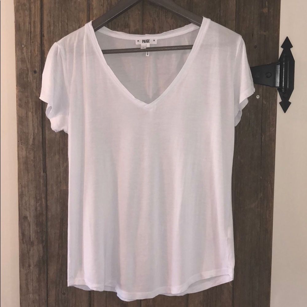 Paige Brand Plain White V-Neck Tee